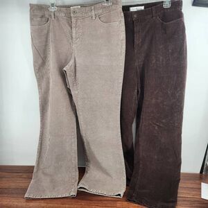 Khaki Dark Brown Courderoy Bundle St. John's Bay / Croft & Barrow Women's Size 1
